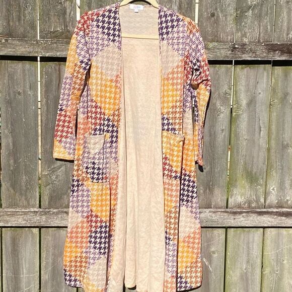 LuLaRoe Houndstooth Long Length Cardigan | S - Picture 1 of 4